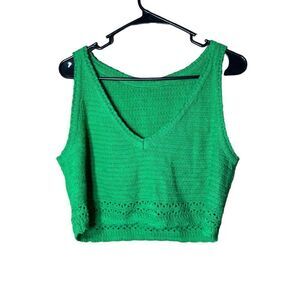 Women’s‎ Green Crochet Sleeveless Crop Top